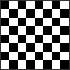 Pixel art of a black and white 8 by 8 checkers board.