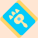 Pixel art of the Sheikah Slate from The Legend of Zelda: Breath of the Wild drawn with only the light blue and light yellow tones used in the game.