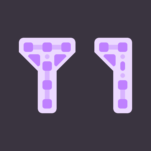Abstract art of the text 'T1', stylized to look like beams with a light blue tint.